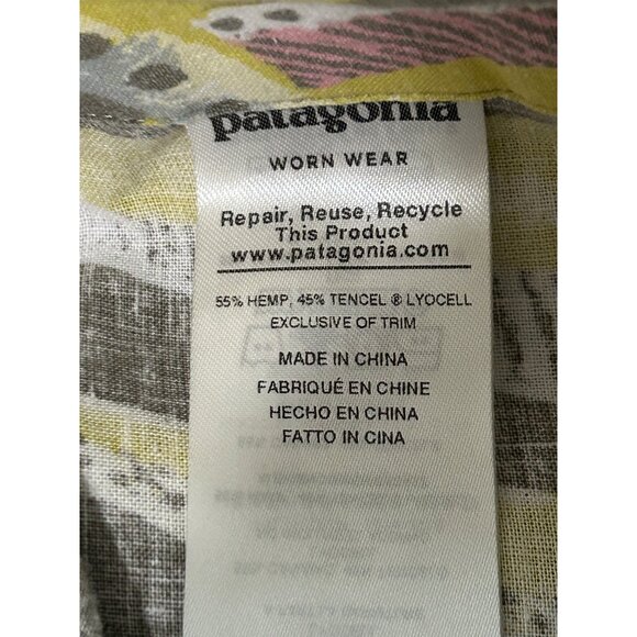 Patagonia Women's Leafy Tie Shorts Tropical Print Hemp Blend Size M - Picture 7 of 7